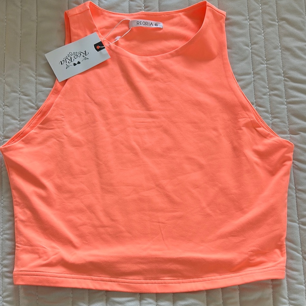Reoria Women's Neon Orange Tank Top